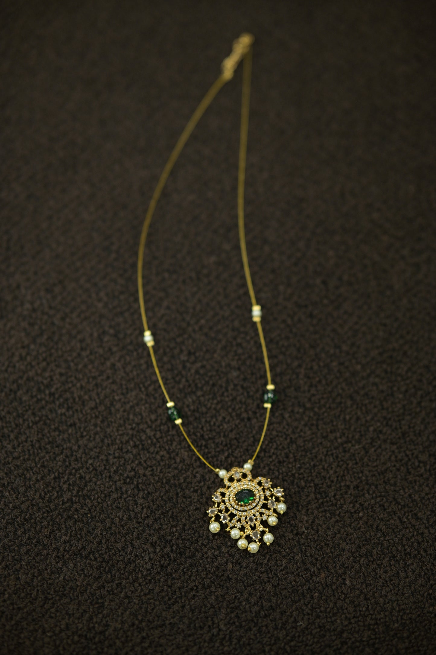 AD Stone Floral Invisible Necklace
