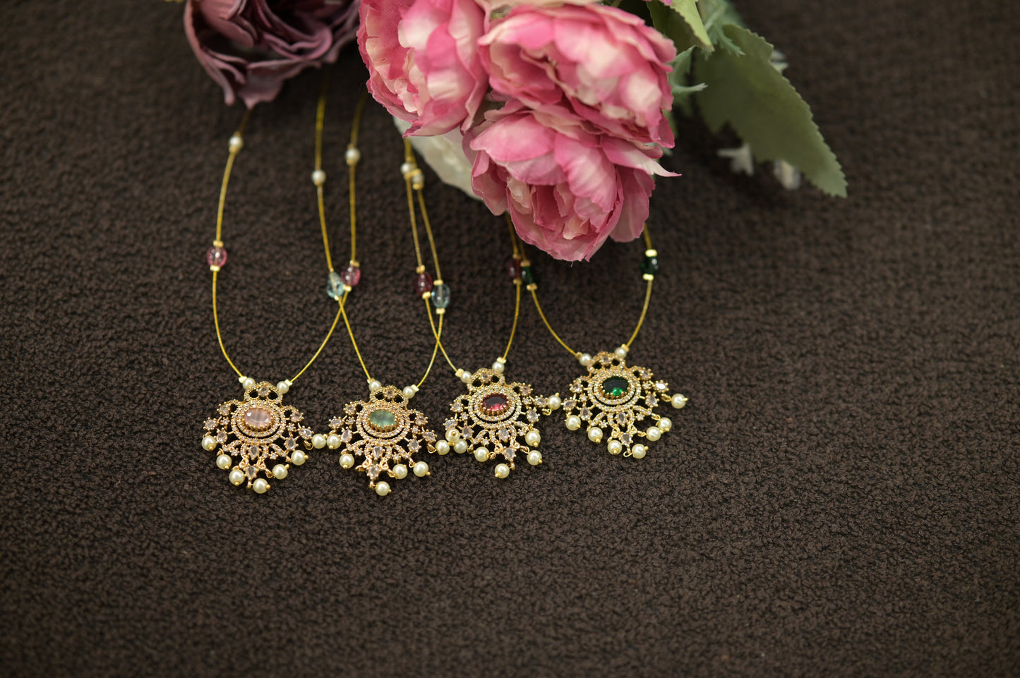 AD Stone Floral Invisible Necklace