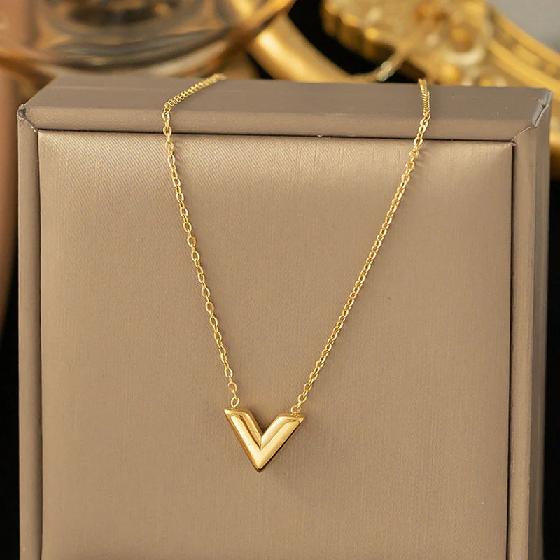 Gold Plated Stainless Steel Anti Tarnish V-Shaped Pendant
