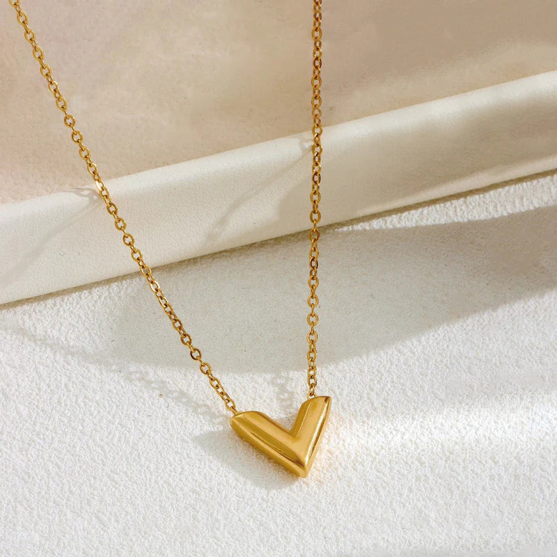 Gold Plated Stainless Steel Anti Tarnish V-Shaped Pendant