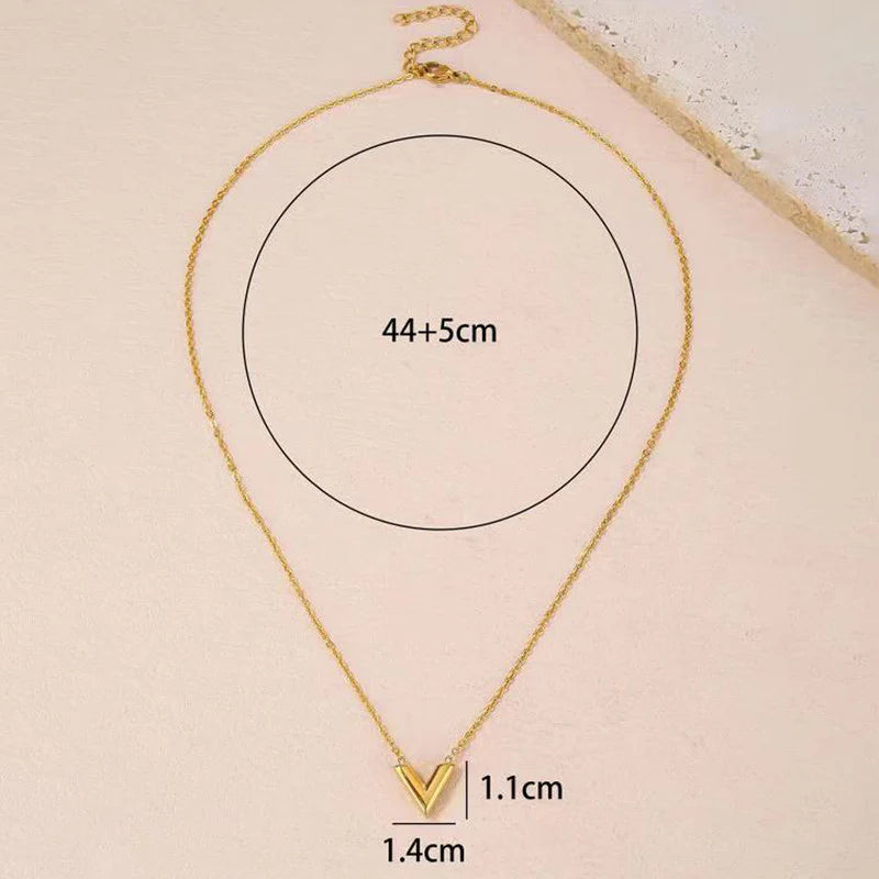 Gold Plated Stainless Steel Anti Tarnish V-Shaped Pendant