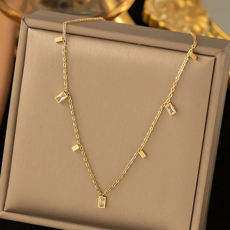 Gold Plated Stainless Steel Anti Tarnish Gold-Toned Geometric Necklace