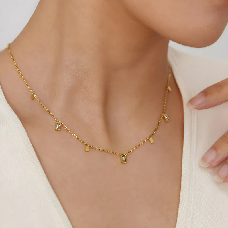 Gold Plated Stainless Steel Anti Tarnish Gold-Toned Geometric Necklace