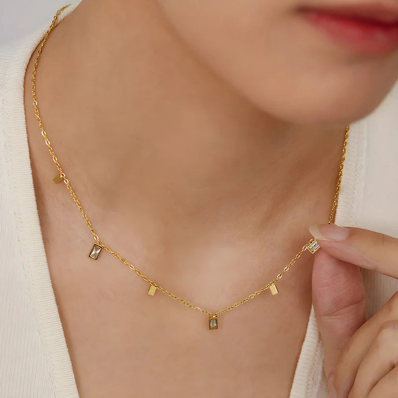 Gold Plated Stainless Steel Anti Tarnish Gold-Toned Geometric Necklace