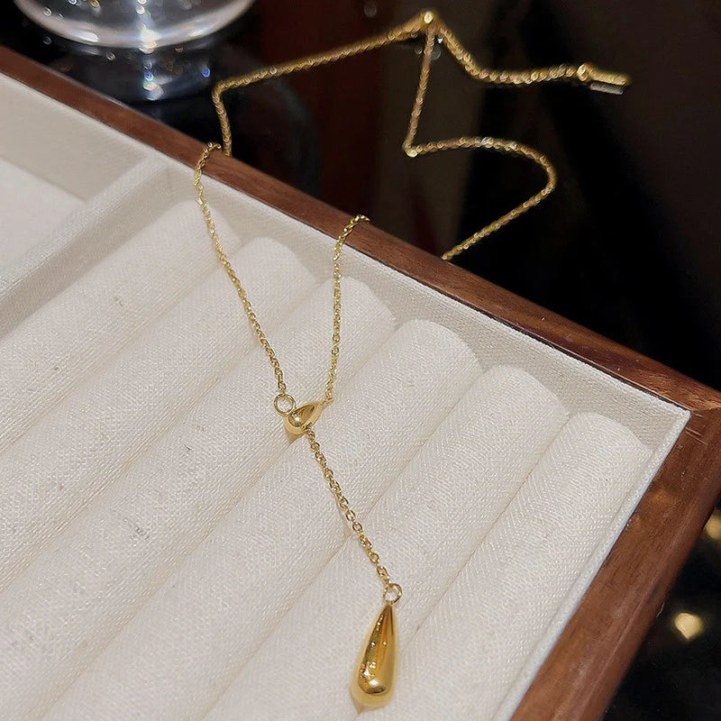 Gold Plated Stainless Steel Anti Tarnish Teardrop Pendant