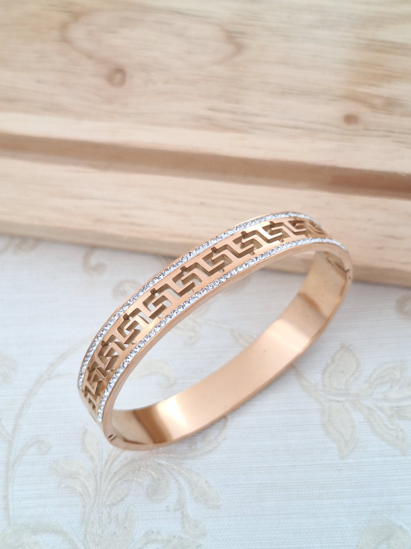 AD Stone Gold & Rose Gold Bangle