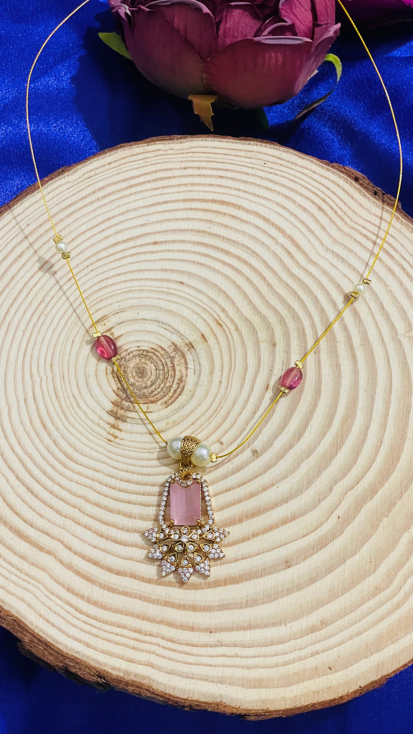 Invisible Necklace AD Half Moon Locket