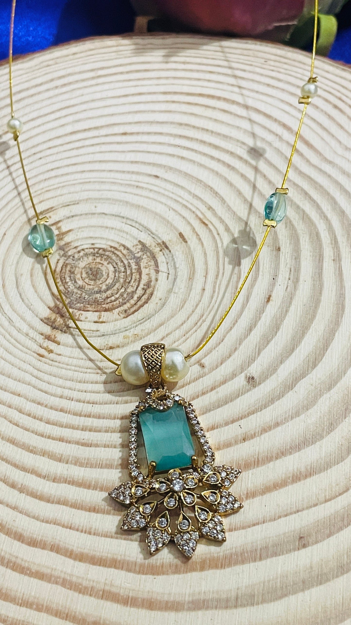 Invisible Necklace AD Half Moon Locket