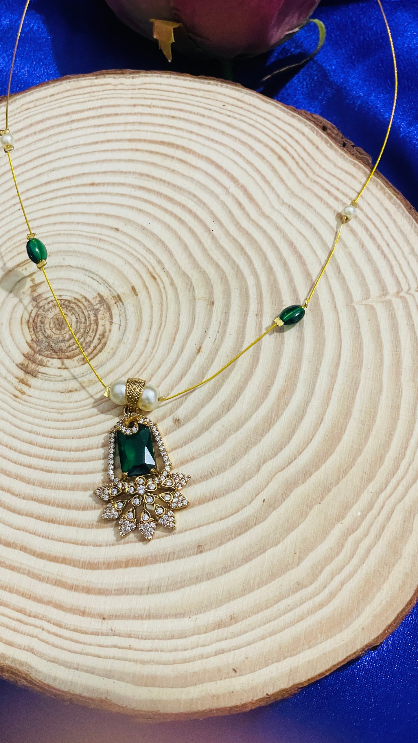 Invisible Necklace AD Half Moon Locket