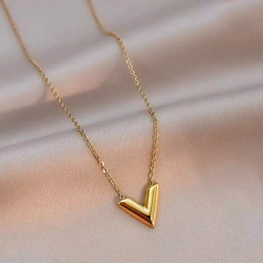Gold Plated Stainless Steel Anti Tarnish V-Shaped Pendant