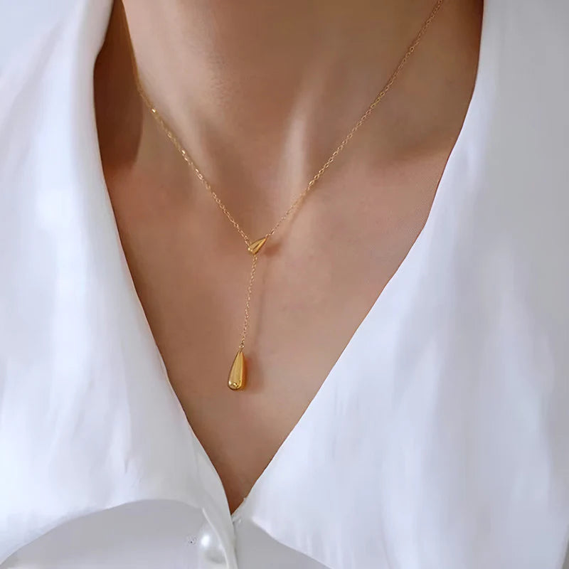 Gold Plated Stainless Steel Anti Tarnish Teardrop Pendant
