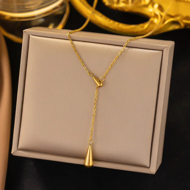 Gold Plated Stainless Steel Anti Tarnish Teardrop Pendant