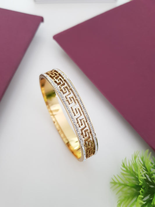 AD Stone Gold & Rose Gold Bangle